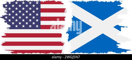Schottland und USA Grunge Flags Verbindung, Vektor Stock Vektor