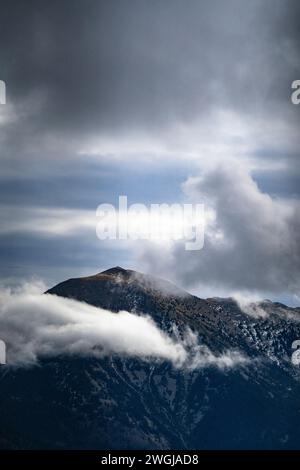 Kein Schnee auf den Bergen - Cambre d'Az, Pyrenäen Orientales, Januar 2024 Stockfoto