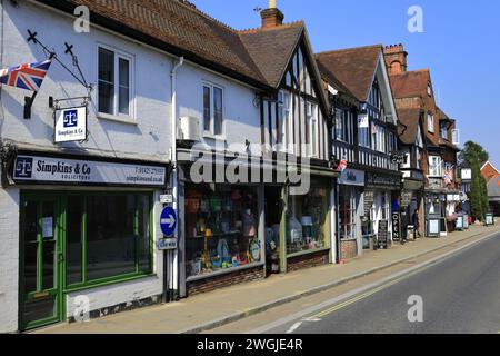 Blick entlang der High Street in Lyndhurst, New Forest National Park, Hampshire, England, Großbritannien Stockfoto