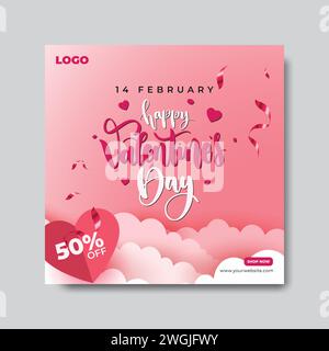 Happy Valentine's Day Sale Offer Social Media Post Design Vorlage Stock Vektor