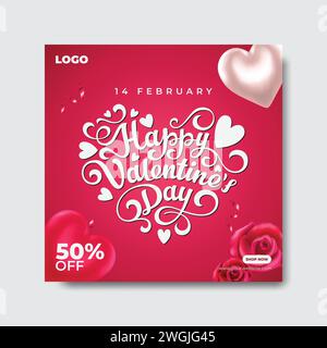 Happy Valentine's Day Sale Offer Social Media Post Design Vorlage Stock Vektor