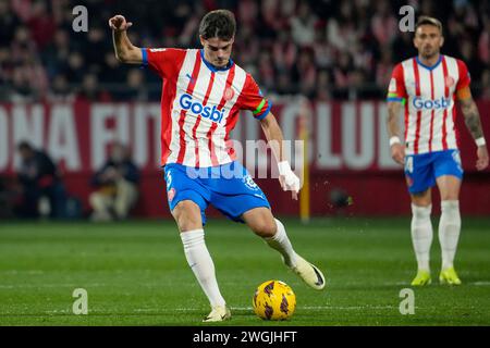 Girona, Spanien. Februar 2024. Miguel Gutierrez vom FC Girona spielte während des La Liga EA Sports Matches zwischen Girona FC und Real Sociedad am 3. Februar 2024 im Montilivi Stadion in Girona, Spanien. (Foto: Alex Carreras/IMAGO) Credit: PRESSINPHOTO SPORTS AGENCY/Alamy Live News Stockfoto