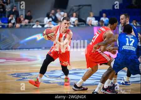 Podgorica, Montenegro. Februar 2024. Nemanja Nedovic von Crvena Zvezda beim Basketballspiel der Aba League zwischen KK Buducnost Voli und KK Crvena Zvezda Meridianbet, Podgorica, Montenegro, 5,2.24., Februar, 2024: Stefan Ivanovic/Alamy Live News Stockfoto