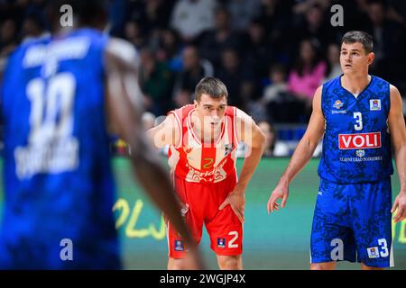 Podgorica, Montenegro. Februar 2024. Stefan Lazarevic von Crvena Zvezda beim Basketballspiel der Aba League zwischen KK Buducnost Voli und KK Crvena Zvezda Meridianbet, Podgorica, Montenegro, 5,2.24., Februar, 2024: Stefan Ivanovic/Alamy Live News Stockfoto