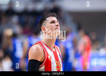 Podgorica, Montenegro. Februar 2024. Nemanja Nedovic von Crvena Zvezda beim Basketballspiel der Aba League zwischen KK Buducnost Voli und KK Crvena Zvezda Meridianbet, Podgorica, Montenegro, 5,2.24., Februar, 2024: Stefan Ivanovic/Alamy Live News Stockfoto