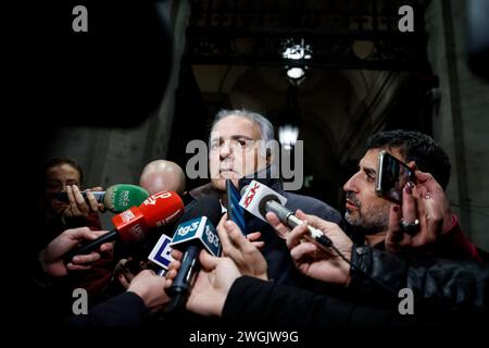 Roma, Italien. Februar 2024. Foto Cecilia Fabiano/LaPresse 05 Febbraio 2024 Roma, Italia - Cronaca - Roberto Salis padre di Ilaria davanti al Ministero di Grazia e Giustizia al dopo l'incontro con il ministro Nordio Nella foto: Roberto Salis 5. Februar 2024 Roma, Italien - Ilaria Salis Pather nach dem Treffen mit dem Ministerium für Gnade und Justiz auf dem Foto: Roberto Salis Credit: LaPresse/Alamy Live News Stockfoto