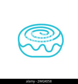 Zuckerrolle mit Zimt. Aus blauer Symbolgruppe. Stock Vektor