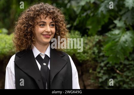 Neapel, Italien. Februar 2024. Rebecca Antonaci nimmt am 5. Februar 2024 am Fotogespräch für den Film „Finalmente l'Alba“ im Garten des Hotels de Russie in Rom, Italien, Teil. (Foto: Domenico Cippitelli/NurPhoto) Credit: NurPhoto SRL/Alamy Live News Stockfoto