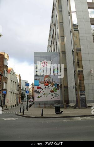 Versaute und gemütliche urbane Kunst in Brüssel Stockfoto