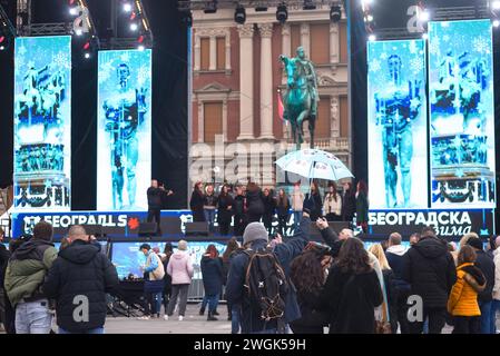 Januar 2024, Belgrad, Serbien, Weihnachtskonzert mit klassischer Musik auf dem Platz der Republik im Zentrum der Stadt Stockfoto