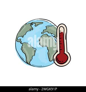 Symbol für Erdung Temperaturanstieg. Das Problem der globalen Erwärmung. Stock Vektor