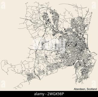 Straßenkarte der britischen Stadt ABERDEEN, SCHOTTLAND Stock Vektor