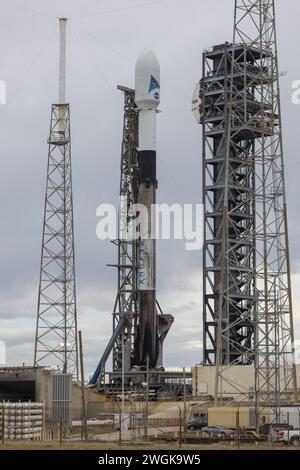 Cape Canaveral, USA. Februar 2024. SpaceX und NASA sind bereit, den PACE Plankton Aerosol Cloud Ocean Ecosystem Satellit am Dienstag, den 5. Februar 2024, um 1:33 UHR zu starten. Abflug von SLC-40 Cape Canaveral Florida Brevard County USA (Foto: Scott Schilke/SIPA USA) Credit: SIPA USA/Alamy Live News Stockfoto