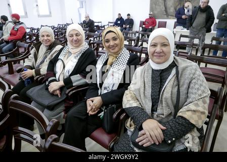 Beirut, Libanon. Februar 2024. 4 Initiative der Al-Quds Global Week beim Pressesyndacate in Beirut, Libanon, am 5. Februar 2024. (Foto: Elisa Gestri/SIPA USA) Credit: SIPA USA/Alamy Live News Stockfoto