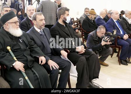 Beirut, Libanon. Februar 2024. 4 Initiative der Al-Quds Global Week beim Pressesyndacate in Beirut, Libanon, am 5. Februar 2024. (Foto: Elisa Gestri/SIPA USA) Credit: SIPA USA/Alamy Live News Stockfoto