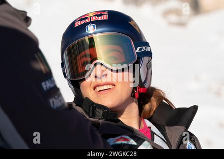 Cortina d’Ampezzo, Italien 27. Januar 2024. GOGGIA Sofia (Ita) bei der Vorabkontrolle der Olympia-Strecke für die Audi FIS Alpine Ski World Stockfoto