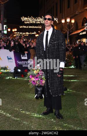 Sanremo, Italien. Februar 2024. Sanremo, 74. Italienisches Song Festival - Grüner Teppich - auf dem Foto: Ghali Credit: Unabhängige Fotoagentur/Alamy Live News Stockfoto