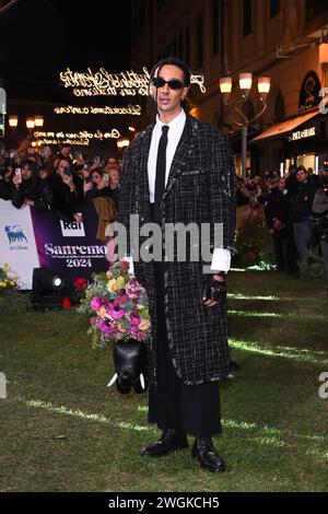 Sanremo, Italien. Februar 2024. Sanremo, 74. Italienisches Song Festival - Grüner Teppich - auf dem Foto: Ghali Credit: Unabhängige Fotoagentur/Alamy Live News Stockfoto