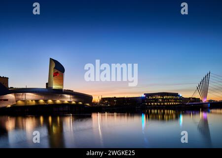 MediaCity-Gebiet von Salford Quays Imperial war Museum North in Trafford im regenerierten Manchester Ship Canal. Stockfoto