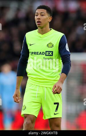 Middlesbrough, Großbritannien. Februar 2024. Sunderland Mittelfeldspieler Jobe Bellingham (7) während des Spiels Middlesbrough FC gegen Sunderland AFC SKY Bet EFL Championship im Riverside Stadium, Middlesbrough, England, Großbritannien am 4. Februar 2024 Credit: Every Second Media/Alamy Live News Stockfoto