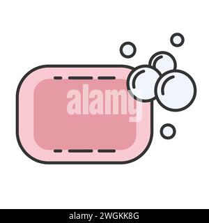 Symbol für Seife und Blasen in weiß isoliert.Designelement, bearbeitbare Kontur. Abbildung des isolierten Vektors EPS10. Stock Vektor