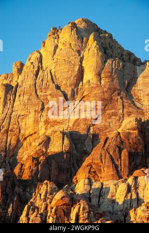 Der Mount Wilson erhebt sich über dem Wüstenboden der Red Rock Canyon National Recreation Area. Nevada. USA Stockfoto