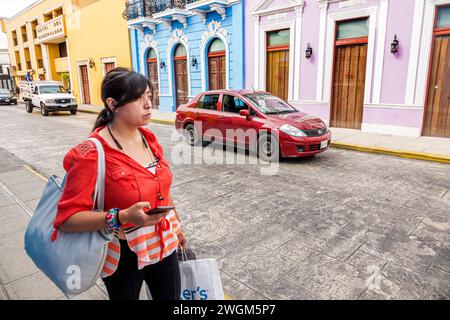 Merida Mexico, Centro Historico Centre District, Calle 59, historisches renoviertes, restauriertes Wohnhaus, Häuser Residenzen Architektur, Häuserhäuser, b Stockfoto