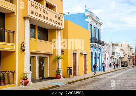 Merida Mexico, Centro Historico Centre District, Calle 59, historisches renoviertes, restauriertes Wohnhaus, Häuser Residenzen Architektur, Häuserhäuser, b Stockfoto