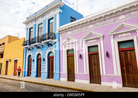 Merida Mexico, Centro Historico Centre District, Calle 59, historisches renoviertes, restauriertes Wohnhaus, Häuser Residenzen Architektur, Häuserhäuser, b Stockfoto