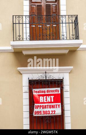 Merida Mexico, Centro Historico historisches Zentrum Viertel, Calle 59, Immobilien, Schild Leasing, Miete Miete vermietet, Verkauf, Wohn-Gewerbe, EN Stockfoto