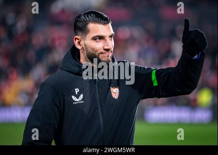 Madrid, Madrid, Spanien. Februar 2024. Rafa mir aus Sevilla war vor dem Fußballspiel La Liga EA Sports 2023/24 zwischen Rayo Vallecano und Sevilla im Estadio Vallecas in Madrid zu sehen. (Kreditbild: © Alberto Gardin/ZUMA Press Wire) NUR REDAKTIONELLE VERWENDUNG! Nicht für kommerzielle ZWECKE! Stockfoto