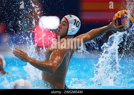 Doha, Katar. Februar 2024. Yusuke Inaba (JPN) Water Polo : World Aquatics Championships Doha 2024 Vorrunde Gruppenspiel der Männer zwischen Japan 10-17 Serbien im Aspire Dome in Doha, Katar. Quelle: Naoki Morita/AFLO SPORT/Alamy Live News Stockfoto