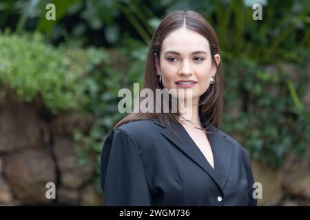 5. Februar 2024, Rom, Italien: Die britische Schauspielerin Lily James nimmt am Fotoaufruf des Films „Finamente l'alba“ im Hotel de Russie in Rom Teil (Foto: © Matteo Nardone/Pacific Press via ZUMA Press Wire). Nicht für kommerzielle ZWECKE! Stockfoto