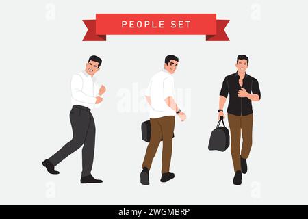 Ein Paar Männer in Business-Anzügen. Vektorabbildung in abgewickelter Form. Stock Vektor