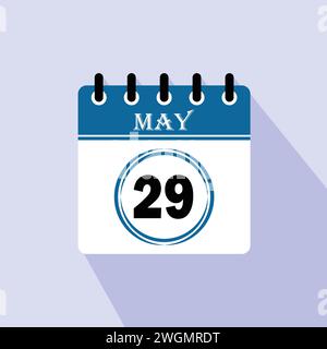 Icon Kalendertag - 29. Mai. 29 Tage des Monats, Vektorillustration. Stock Vektor