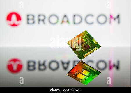 New Jersey, Vereinigte Staaten von Amerika – 5. Februar: Broadcom Mikrochip-Halbleitertechnologie Stockfoto