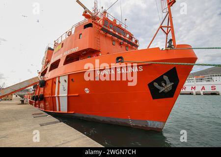 Schlepper Punta Salinas (BS-42) Offshore-Versorgungsschiff für Gas- und Ölversorgung, PSV-Segmente, Plattformversorgungsschiff in Santa Cruz de Tenerife, Spanien Stockfoto