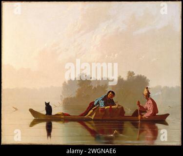 Pelzhändler, die den Missouri George Caleb Bingham 1845 absteigen Stockfoto