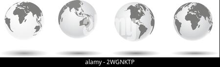Globen of Earth 3D Set. Realistische Weltkarte in Kugelform. Vektor-Illustrator Stock Vektor
