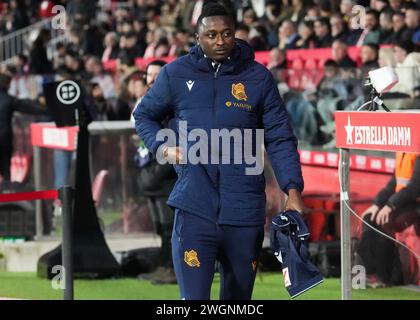 Girona, Spanien. Februar 2024. Umar Sadiq spielte während des La Liga EA Sports Matches zwischen Girona FC und Real Sociedad am 3. Februar 2024 im Montilivi Stadion in Girona, Spanien. (Foto: Alex Carreras/IMAGO) Credit: PRESSINPHOTO SPORTS AGENCY/Alamy Live News Stockfoto