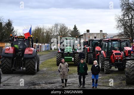 Ceska Lipa, Tschechische Republik. Februar 2024. Protestaktion der Bauern in Ceskolipsko, Ceska Lipa, Region Liberec, 6. Februar 2024. Quelle: Radek Petrasek/CTK Photo/Alamy Live News Stockfoto