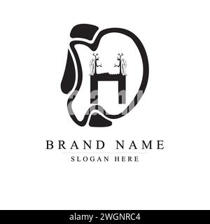 DH Logo Nature Concept, Initial Letter DH Gaming Esports Logo Vorlage Stock Vektor