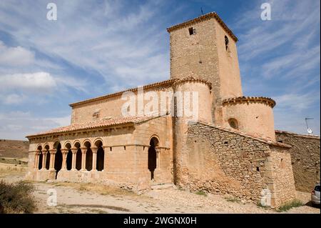 Caracena, Kirche San Pedro (romanische 12. Jahrhundert). Soria Provinz, Castilla y Leon, Spanien. Stockfoto