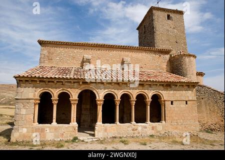 Caracena, Kirche San Pedro (romanische 12. Jahrhundert). Soria Provinz, Castilla y Leon, Spanien. Stockfoto