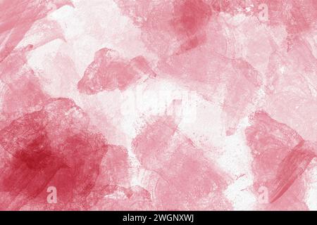 Roter Hintergrund mit Aquarellstruktur und ausdrucksstarken abstrakten Pinselstrichen für künstlerisches modernes Design. Stockfoto