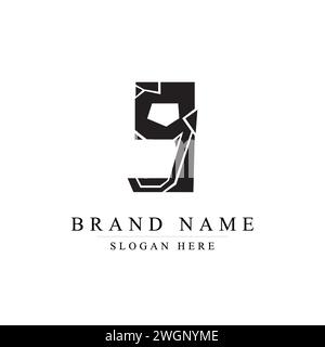 Minimalistischer Vektor eines zersplitterten Buchstaben G, anfängliches Kleinbuchstaben-Logo G Stock Vektor