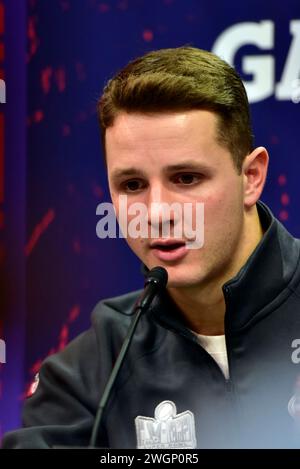 Las Vegas, Nevada, USA, 5. Februar 2024: Brock Purdy Quarterback für die San Francisco Forty Niners beim NFL Super Bowl LVIII Opening Night im Allegiant Stadium in Las Vegas, Nevada, USA. Quelle: Ken Howard/Alamy Live News Stockfoto