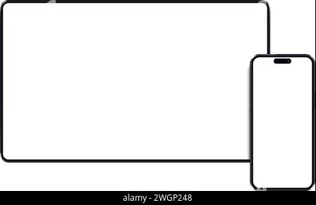 Realistisches Tablet- und Smartphone-Bildschirmmodell Stock Vektor