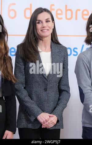 Madrid, Spanien. Februar 2024. Königin Letizia von Spanien weiht am 6. Februar 2024 den Internationalen Tag der Internetsicherheit im Casino de Madrid ein. (Foto: Oscar Gonzalez/SIPA USA) (Foto: Oscar Gonzalez/SIPA USA) Credit: SIPA USA/Alamy Live News Stockfoto