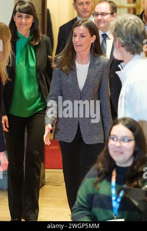 Madrid, Spanien. Februar 2024. Königin Letizia von Spanien weiht am 6. Februar 2024 den Internationalen Tag der Internetsicherheit im Casino de Madrid ein. (Foto: Oscar Gonzalez/SIPA USA) (Foto: Oscar Gonzalez/SIPA USA) Credit: SIPA USA/Alamy Live News Stockfoto